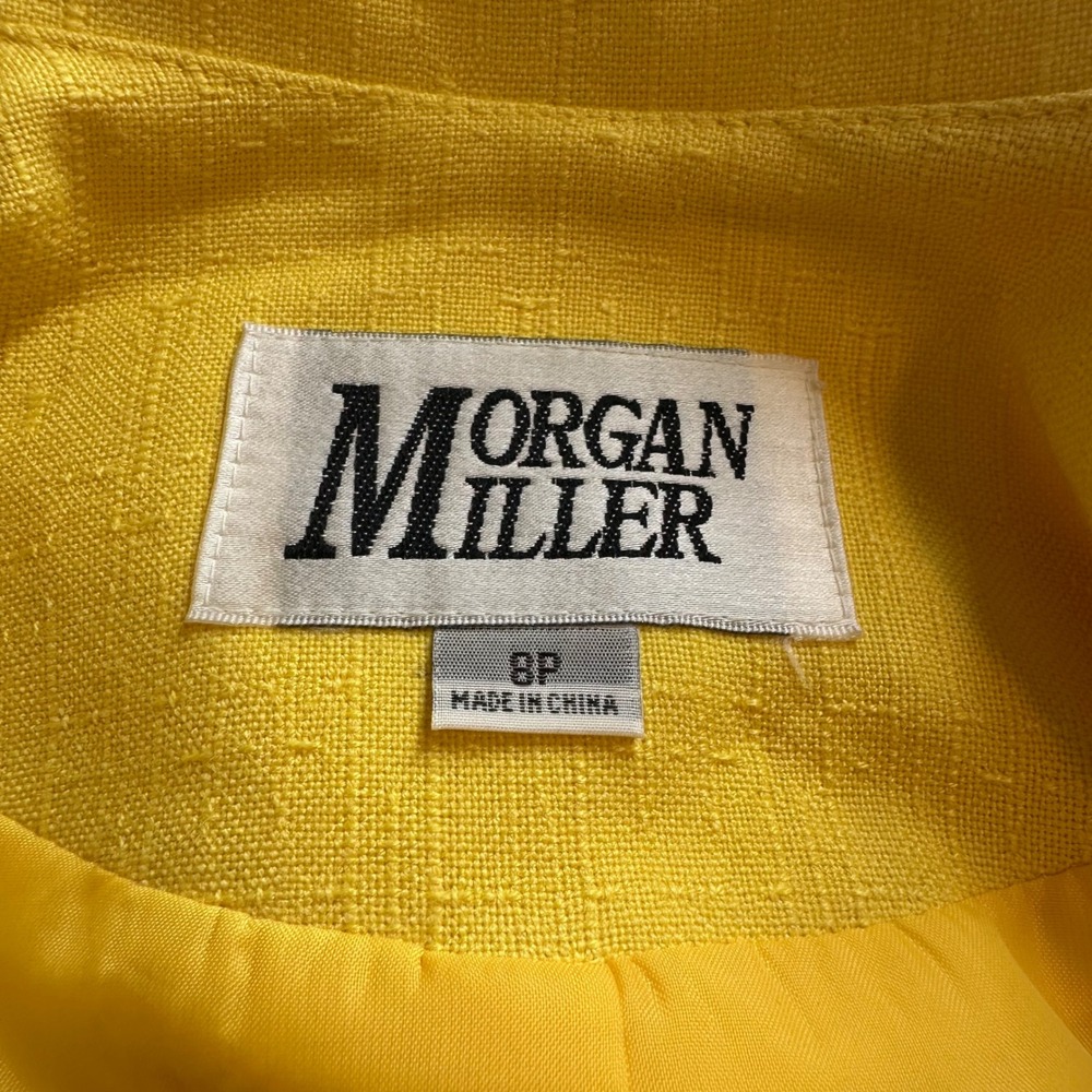 Morgan Miller Yellow Rayon Polyester 2 Pc Skirt Suit Size 8 Petite Career - Picture 14 of 16